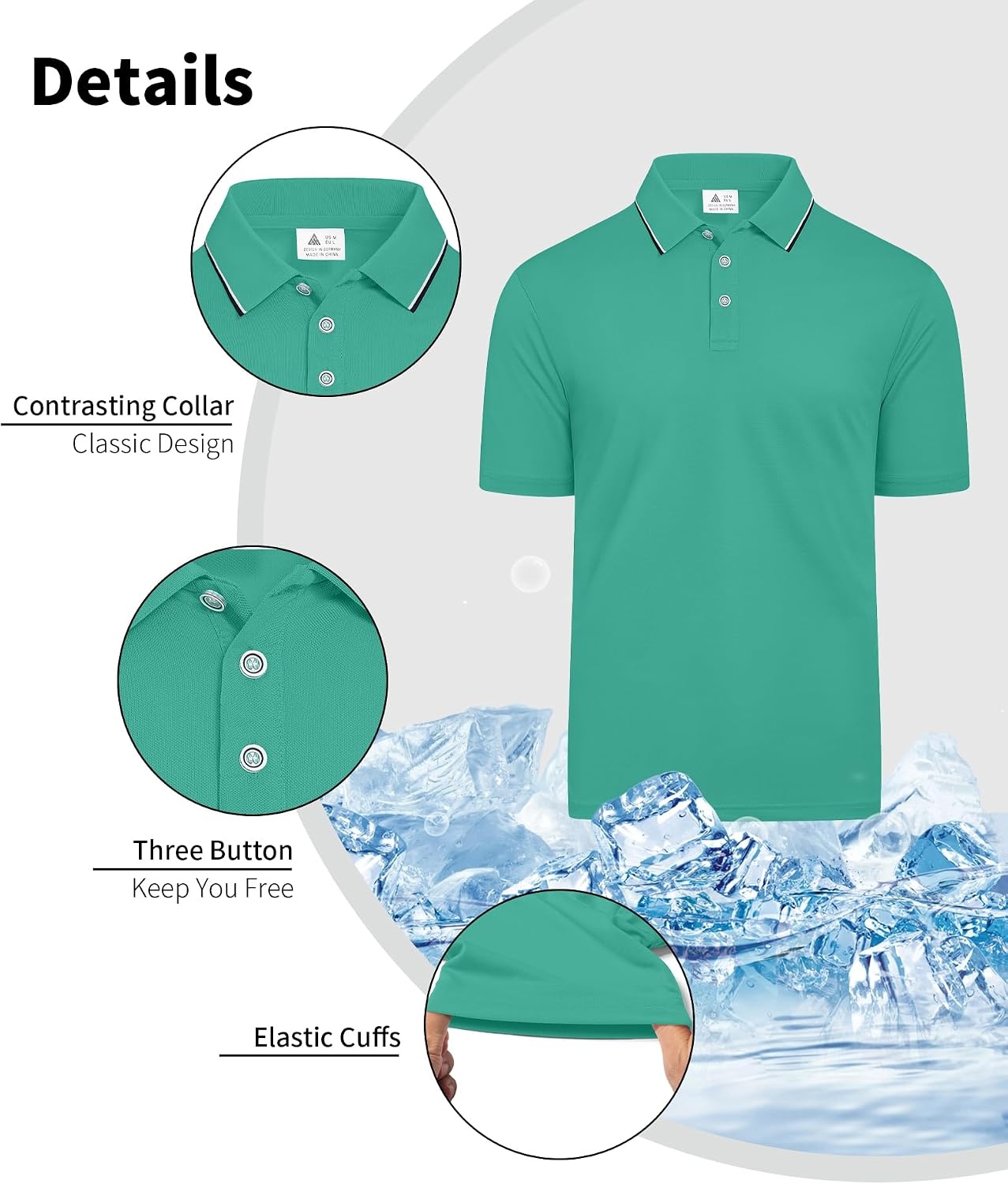 image:imageZITY 5 Pack Mens Polo Shirts Short Sleeve Casual Classic Golf ShirtBlackNavyMoon BlueLake GreenWhite