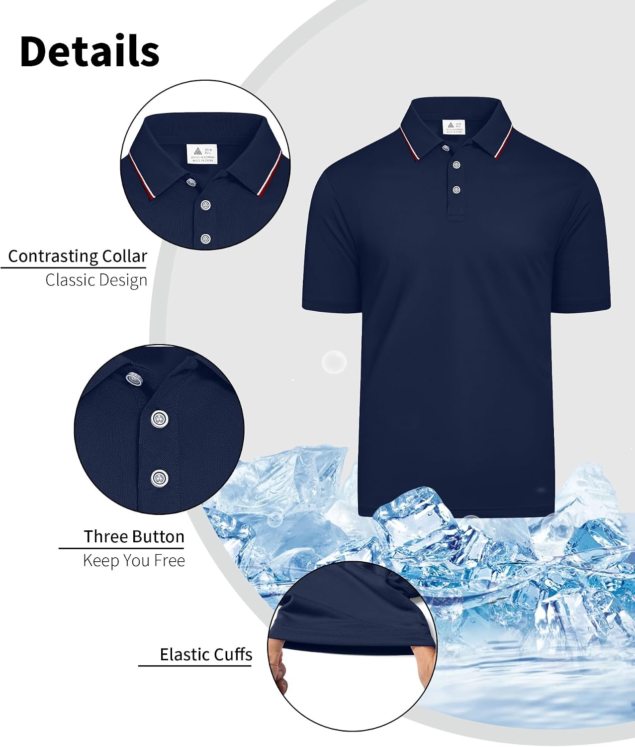 image:imageZITY 5 Pack Mens Polo Shirts Short Sleeve Casual Classic Golf ShirtBlackNavyNavyWhiteLight Grey
