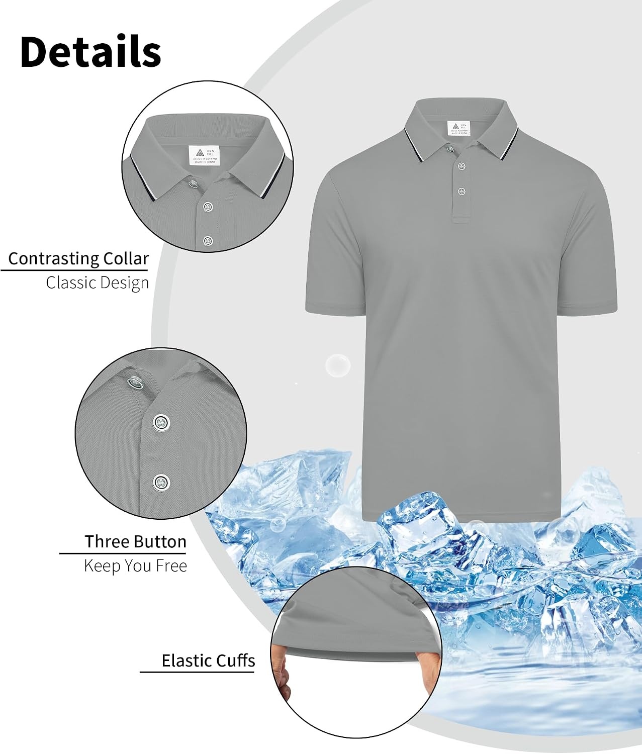 image:imageZITY 5 Pack Mens Polo Shirts Short Sleeve Casual Classic Golf ShirtNavyBlackBlackWhiteLight Grey