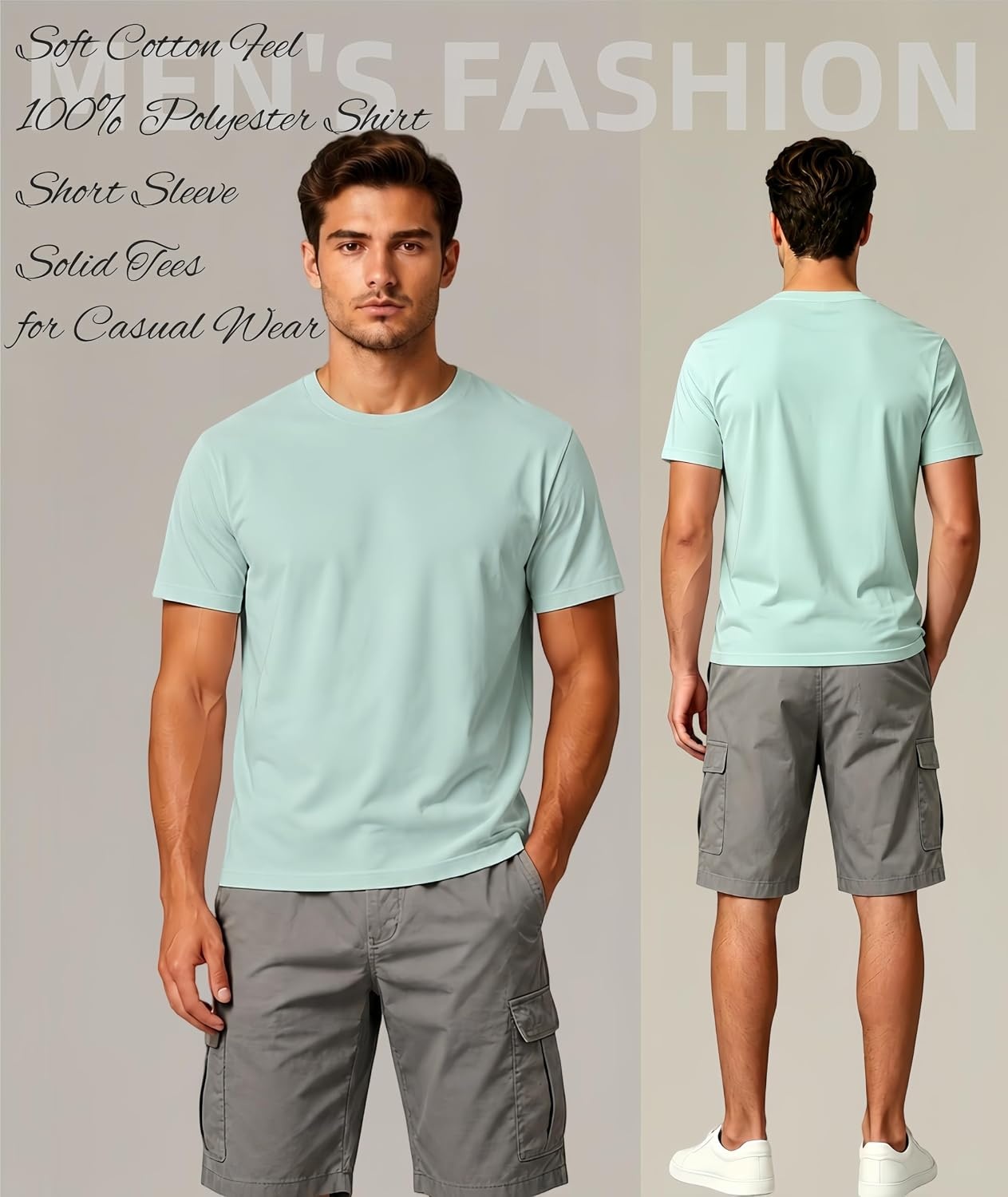 image:imageZITY 5 Pack Mens TShirts Crew Neck Plain Basic T Shirts for Men Short Sleeve Soft Casual Shirts Summer TeesDark Grey Grey Light Khaki White Haze Blue
