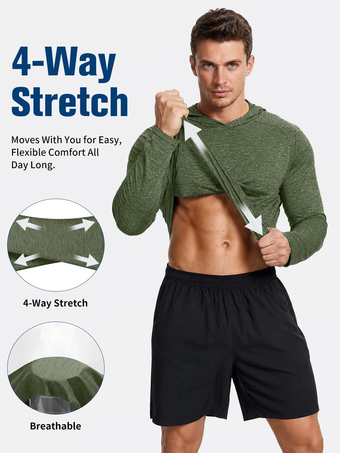 image:imageZITY 57 Pack Mens Sun Hoodie Lightweight Workout Pollover Athletic Shirts5 Pack Heather Army Greenroyal Bluenavy Bluelight Grayblack