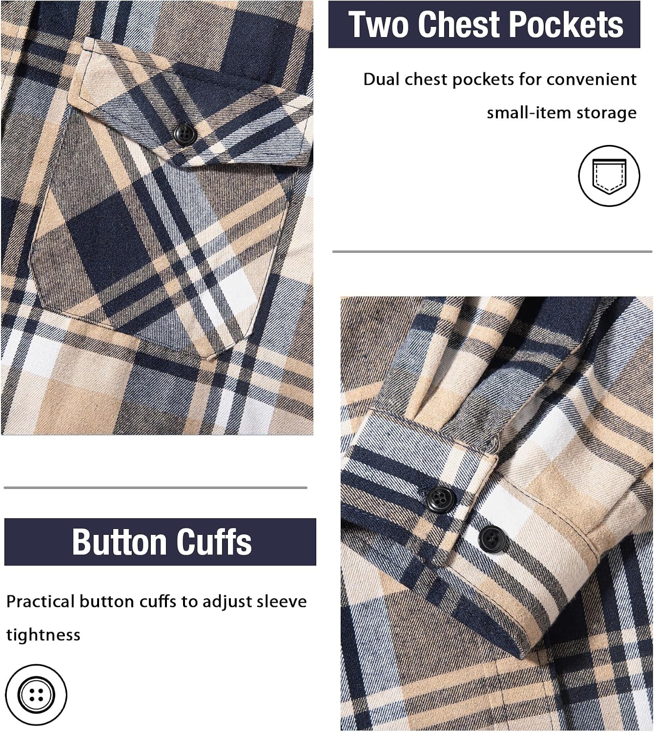 image:imageZITY Beauty 5 Pack Mens Flannel Button Down Shirts Long Sleeve Plaid Hooded Shirts for Men Casual Stylish5 Packz07