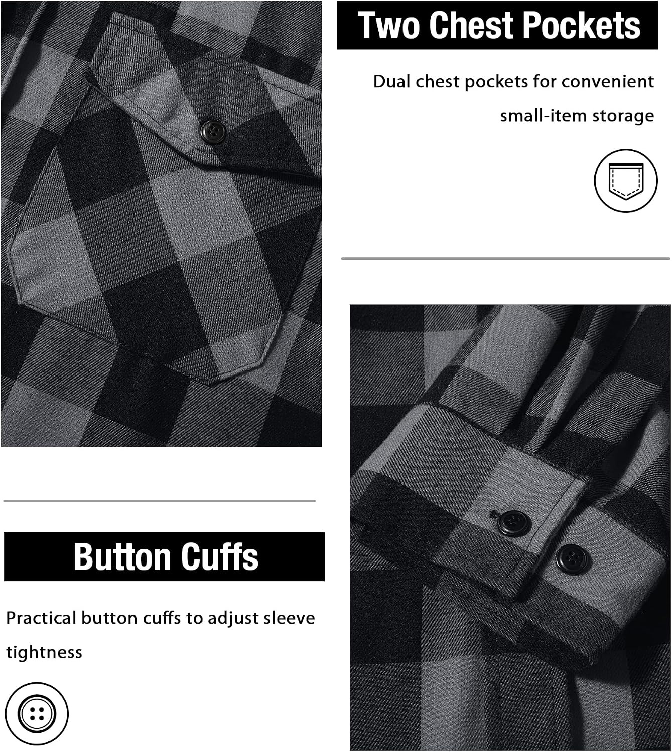 image:imageZITY Beauty 5 Pack Mens Flannel Button Down Shirts Long Sleeve Plaid Hooded Shirts for Men Casual Stylish5 Packz08