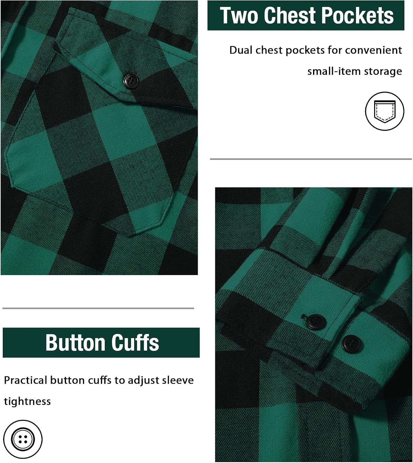 image:imageZITY Beauty 5 Pack Mens Flannel Button Down Shirts Long Sleeve Plaid Hooded Shirts for Men Casual Stylish5 Packz09