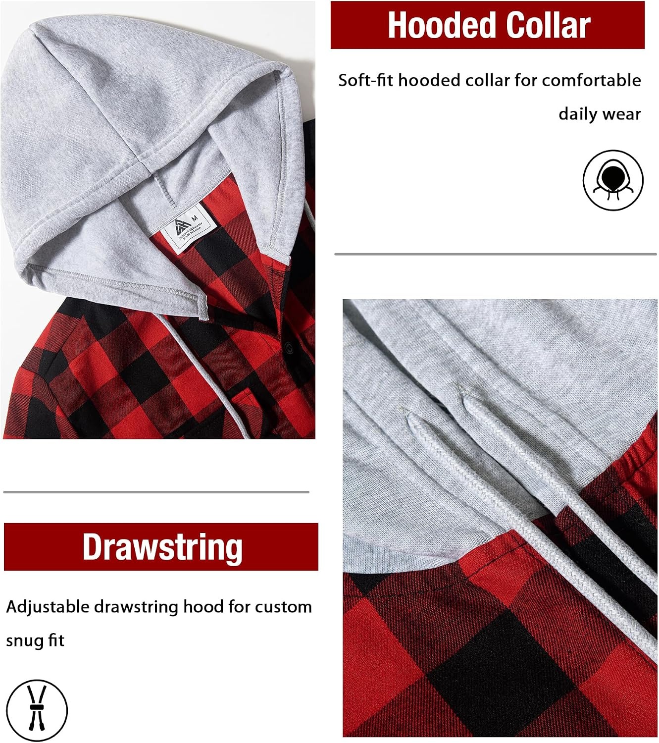 image:imageZITY Beauty 5 Pack Mens Flannel Button Down Shirts Long Sleeve Plaid Hooded Shirts for Men Casual Stylish5 Packz10