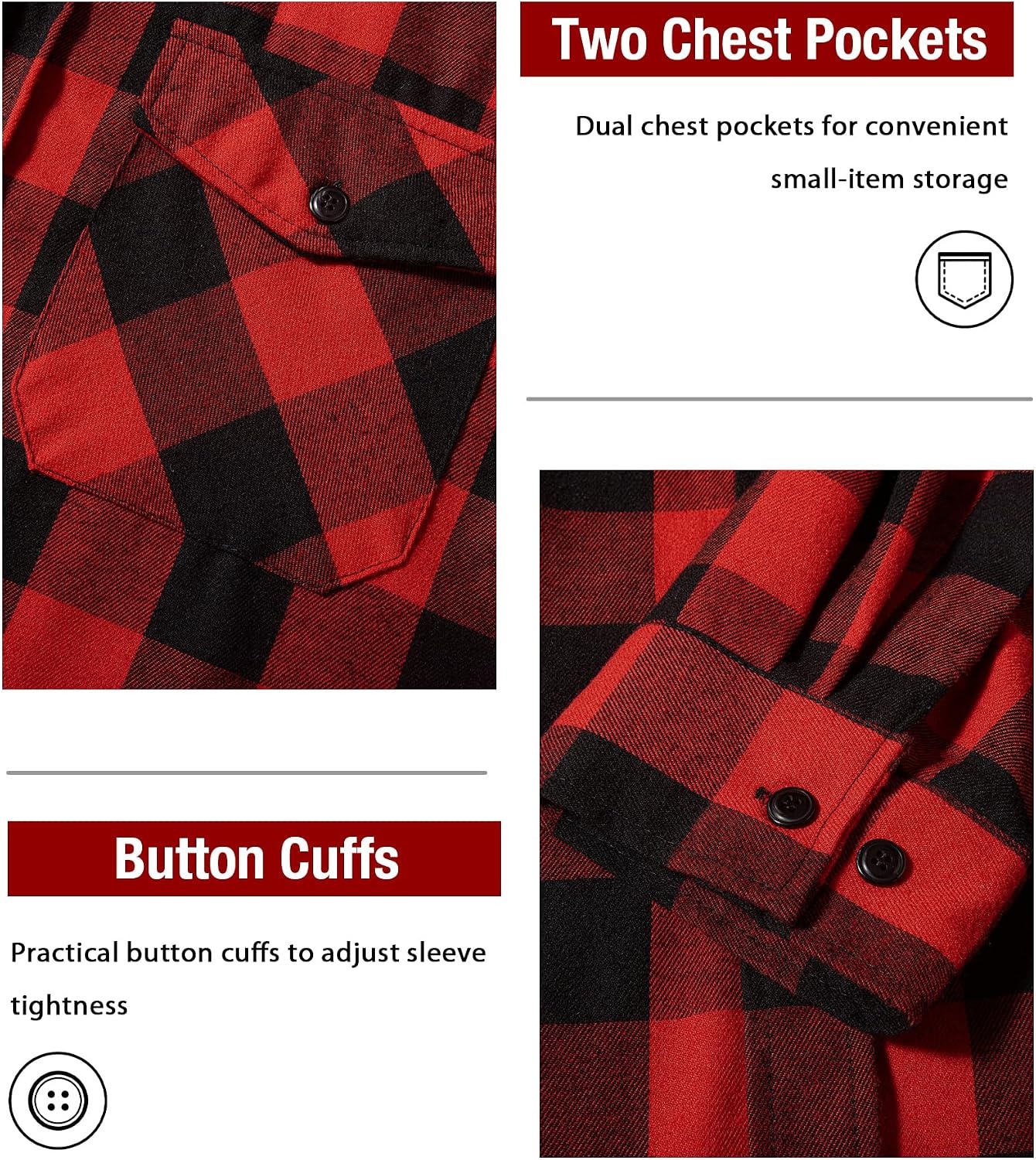 image:imageZITY Beauty 5 Pack Mens Flannel Button Down Shirts Long Sleeve Plaid Hooded Shirts for Men Casual Stylish5 Packz10