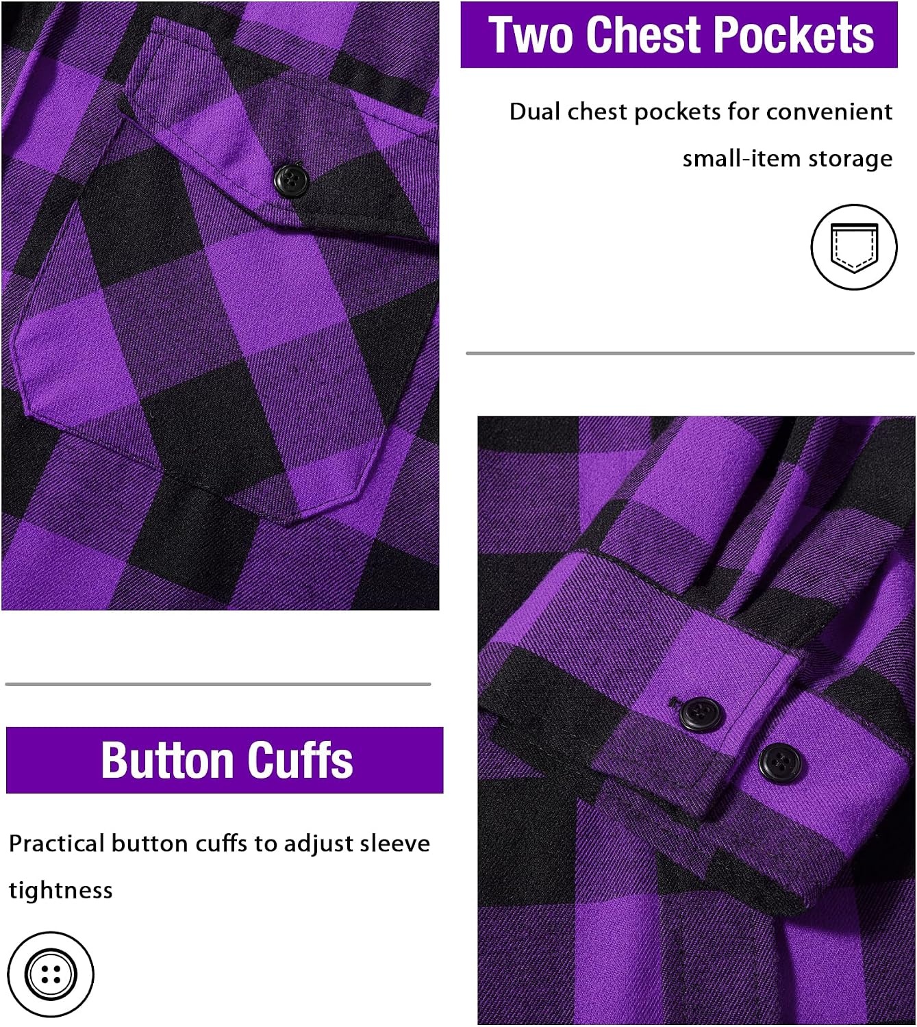 image:imageZITY Beauty 5 Pack Mens Flannel Button Down Shirts Long Sleeve Plaid Hooded Shirts for Men Casual Stylish5 Packz11