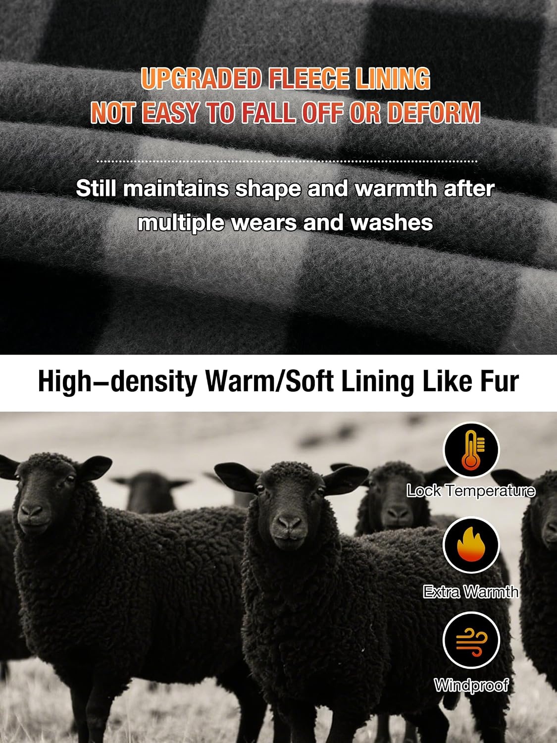image:imageZITY Hoodies for Men Flannel Fleece Sweatshirt Plaid Zip Sherpa Lined CoatDark Gray