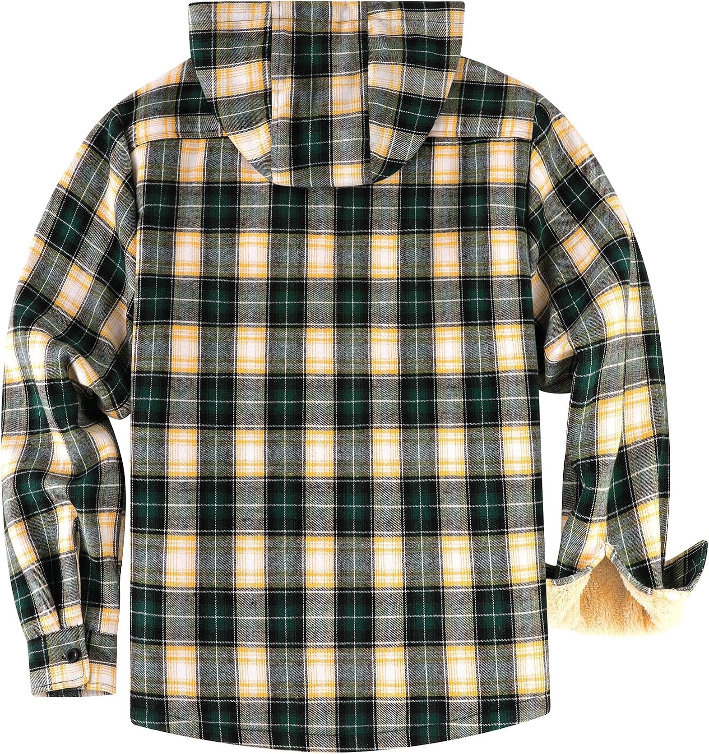 image:imageZITY Mens Flannel Jacket Plaid Zip Up Hoodie Fleece Sherpa Lined SweatshirtGreen Beige