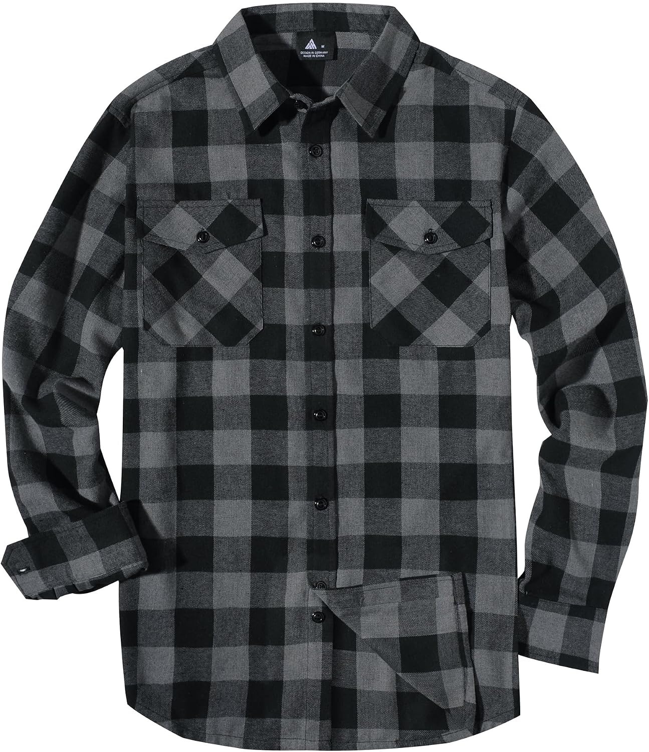 image:imageZITY Mens Flannel Shirt Long Sleeve Plaid Shirt with Pocket ShirtsOne Dark Grey