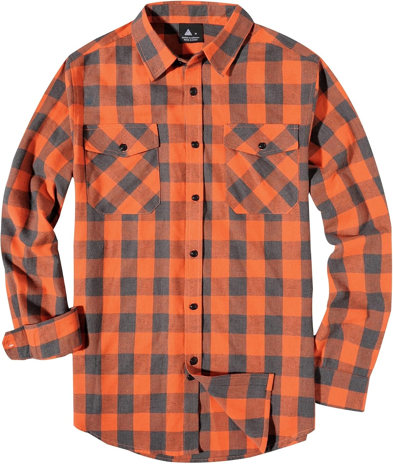 image:imageZITY Mens Flannel Shirt Long Sleeve Plaid Shirt with Pocket ShirtsOne Orange