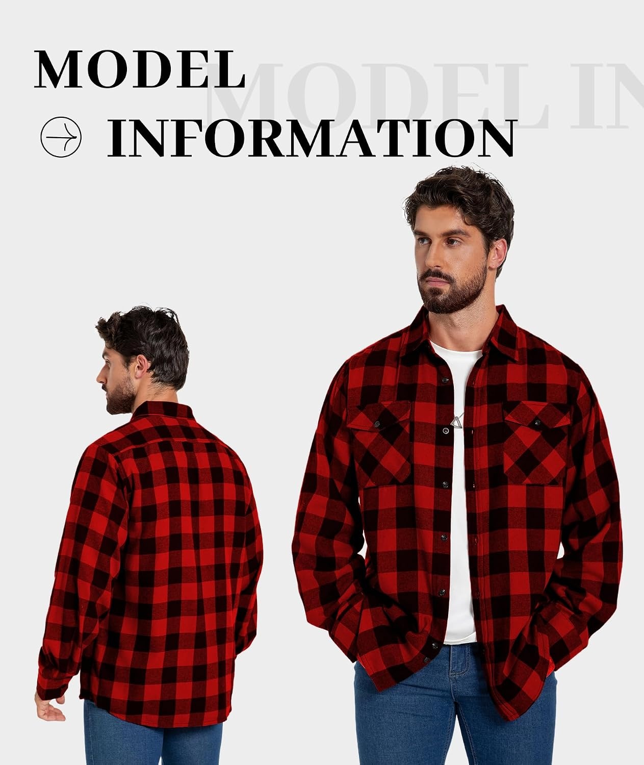 image:imageZITY Mens Flannel Shirt Long Sleeve Plaid Shirt with Pocket ShirtsOne Red