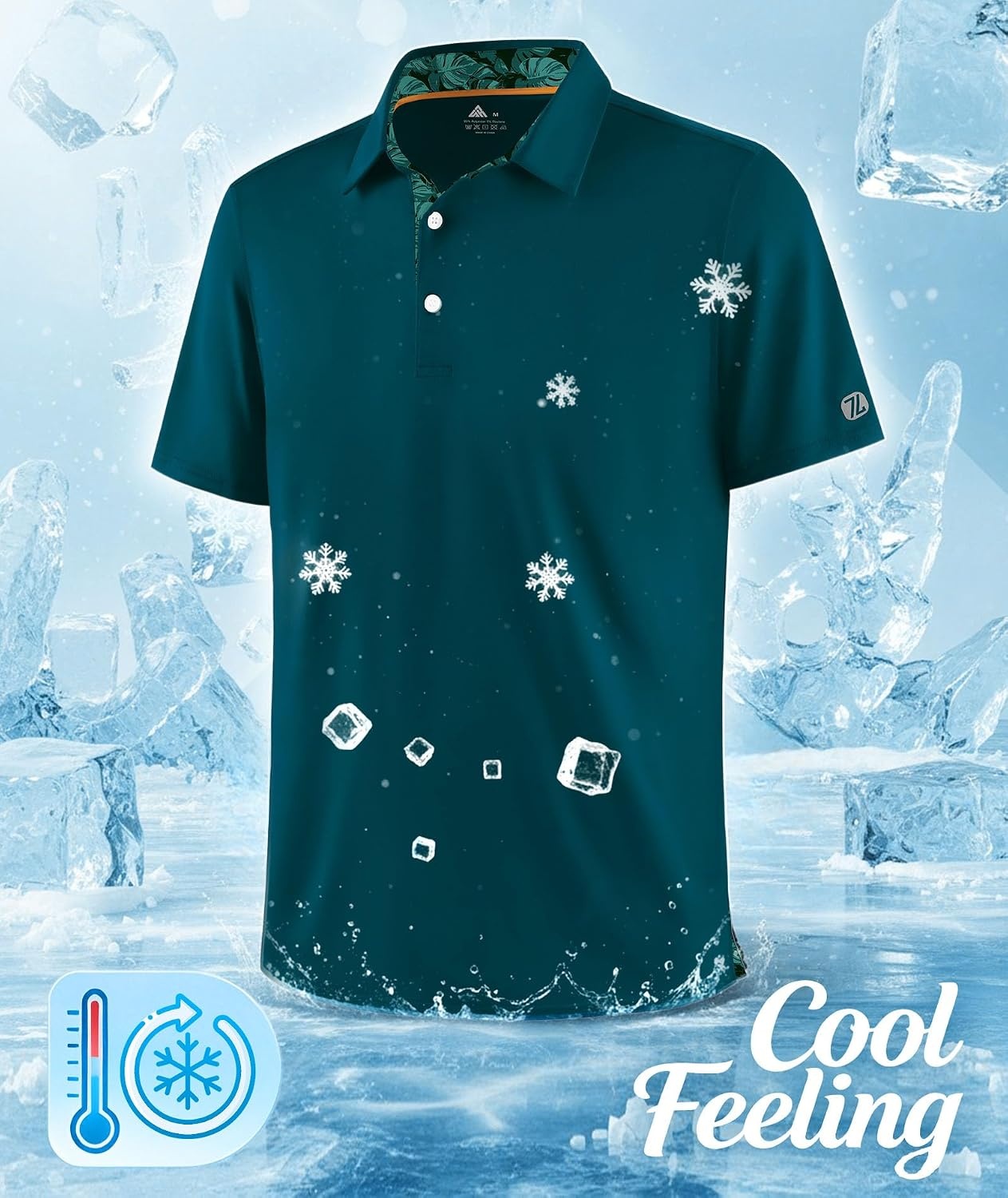 image:imageZITY Mens Golf Shirt Short Sleeve Moisture Wicking Polo Shirts for MenDark Blue Green