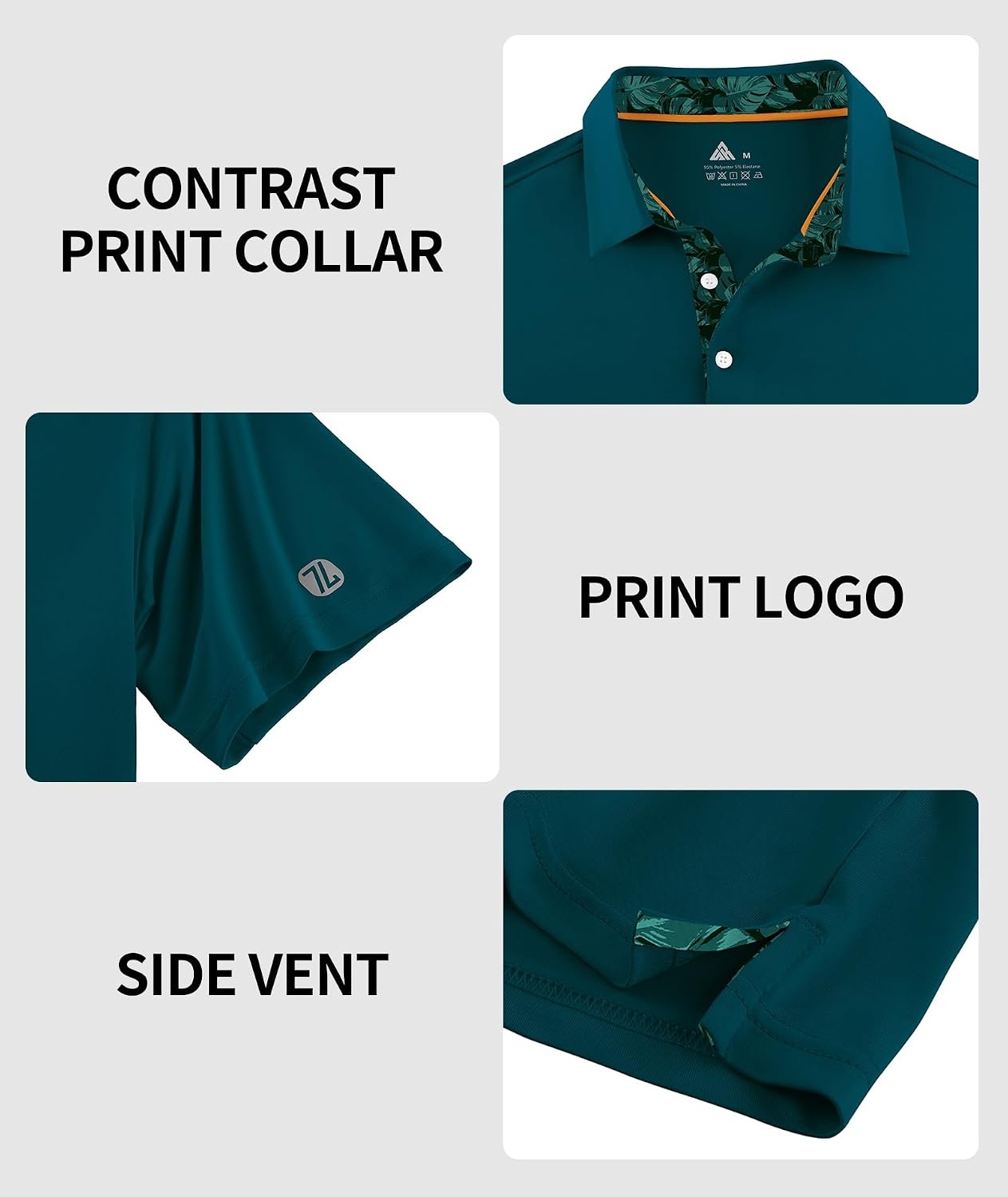 image:imageZITY Mens Golf Shirt Short Sleeve Moisture Wicking Polo Shirts for MenDark Blue Green