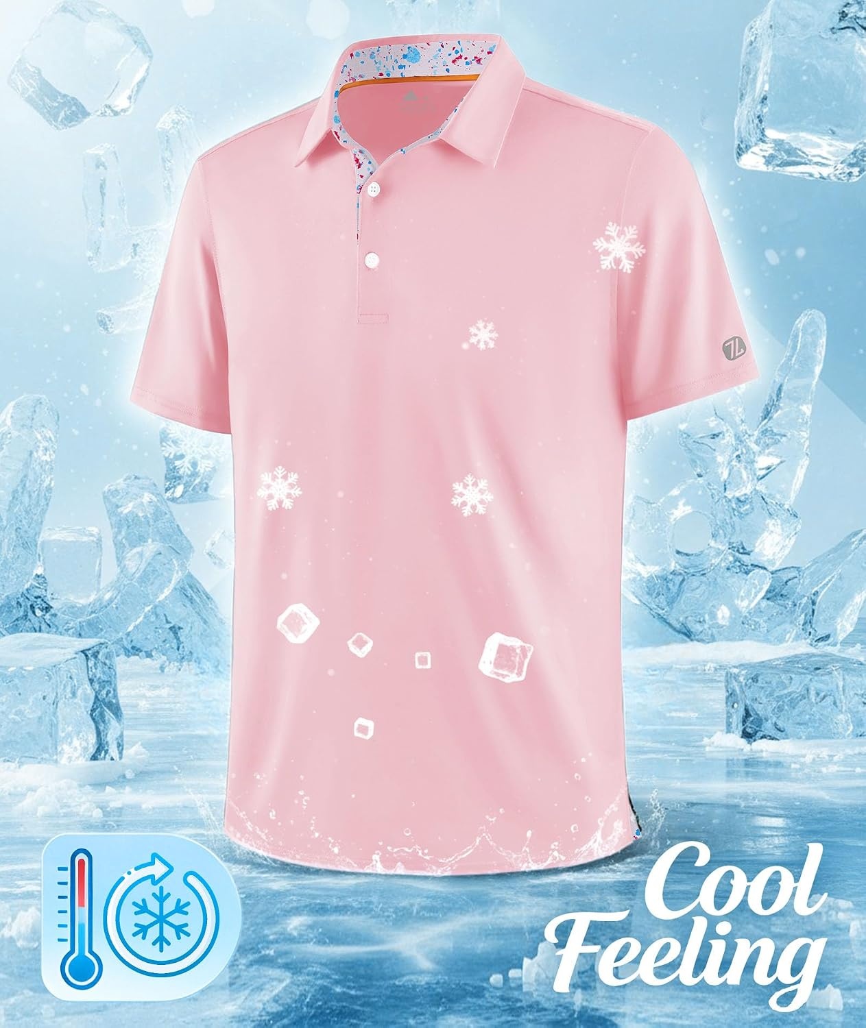 image:imageZITY Mens Golf Shirt Short Sleeve Moisture Wicking Polo Shirts for MenPink