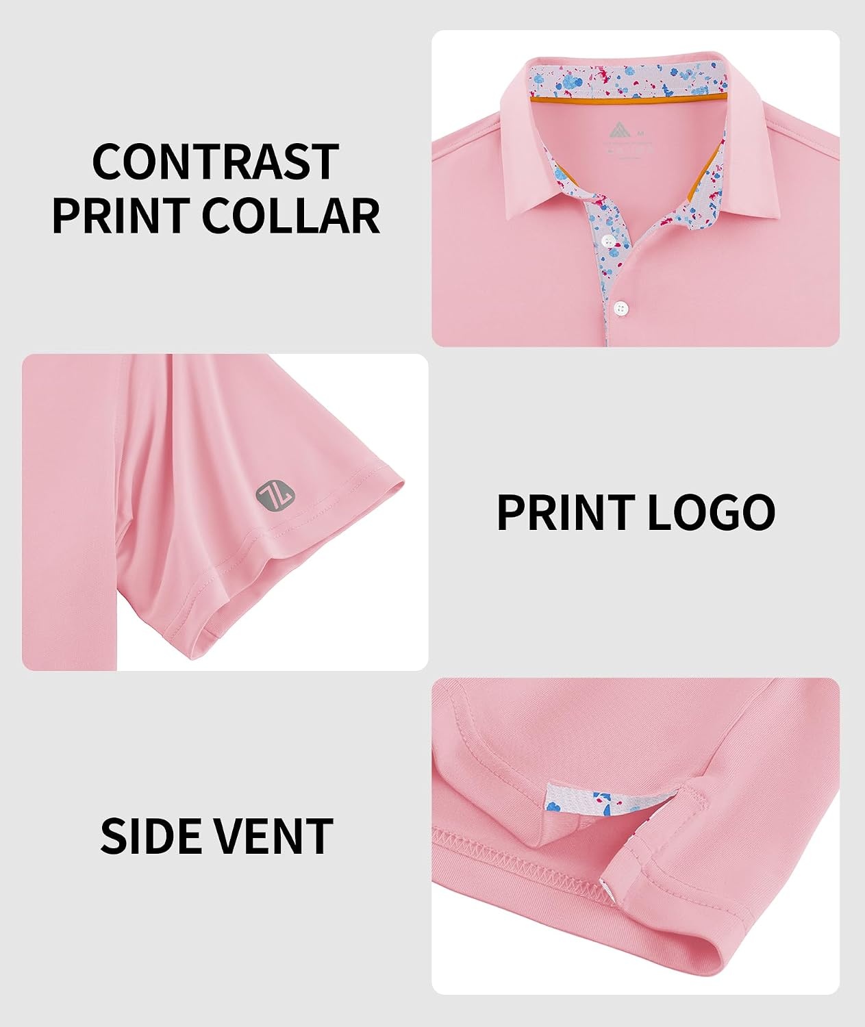 image:imageZITY Mens Golf Shirt Short Sleeve Moisture Wicking Polo Shirts for MenPink