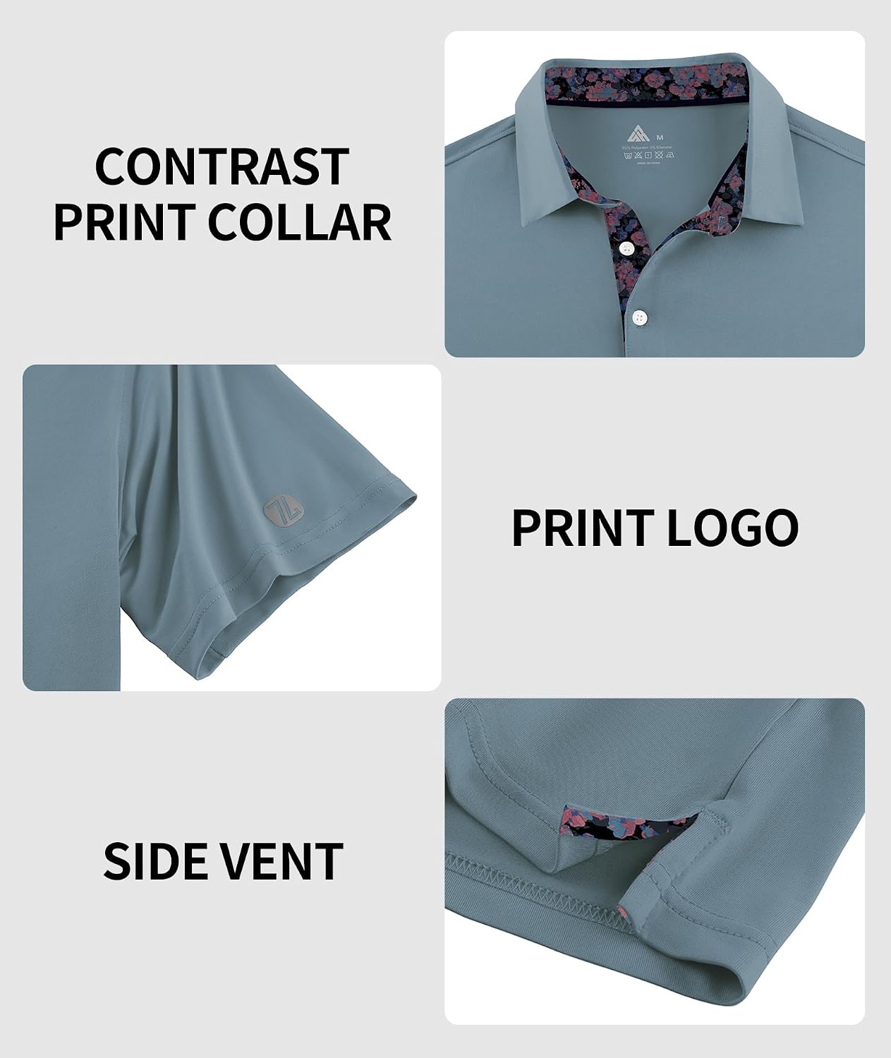 image:imageZITY Mens Golf Shirt Short Sleeve Moisture Wicking Polo Shirts for MenSmog Blue