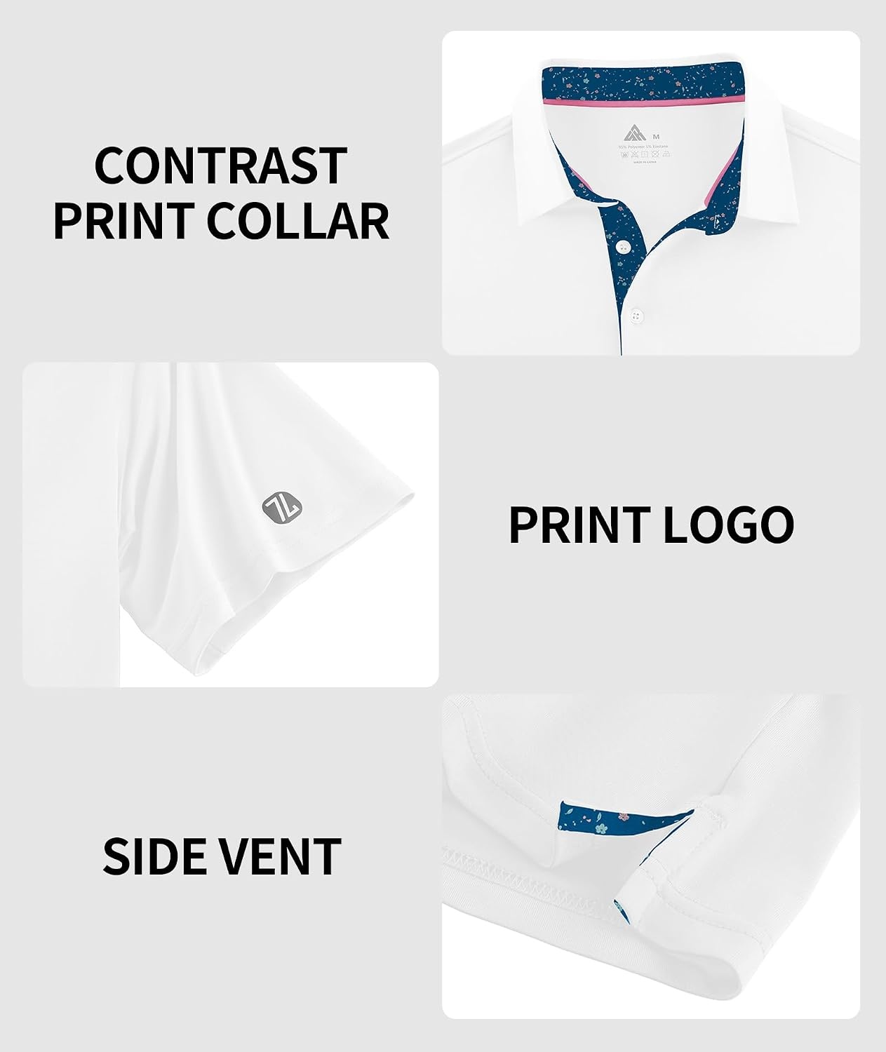 image:imageZITY Mens Golf Shirt Short Sleeve Moisture Wicking Polo Shirts for MenWhite