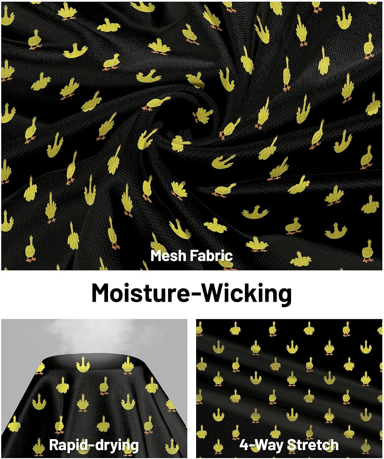 image:imageZITY Mens Golf Shirts Short Sleeve Print Moisture Wicking Polo ShirtBlack Duck Gesture
