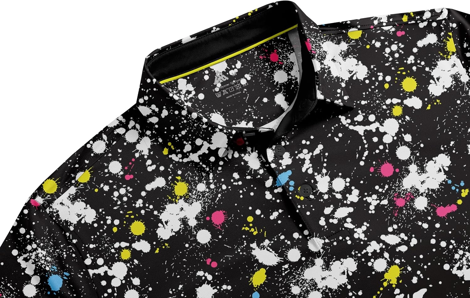 image:imageZITY Mens Golf Shirts Short Sleeve Print Moisture Wicking Polo ShirtBlack Splatter