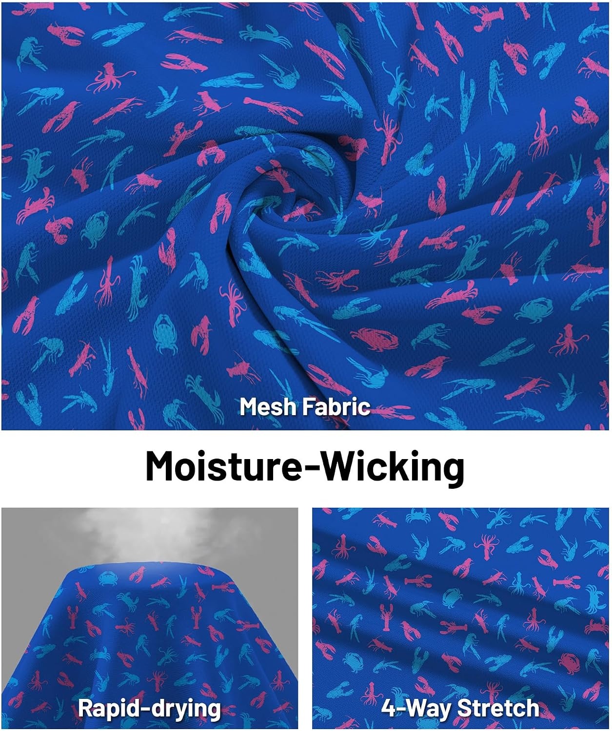 image:imageZITY Mens Golf Shirts Short Sleeve Print Moisture Wicking Polo ShirtBlue Purple Lobster