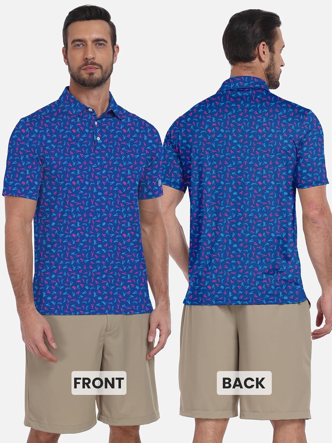 image:imageZITY Mens Golf Shirts Short Sleeve Print Moisture Wicking Polo ShirtBlue Purple Lobster