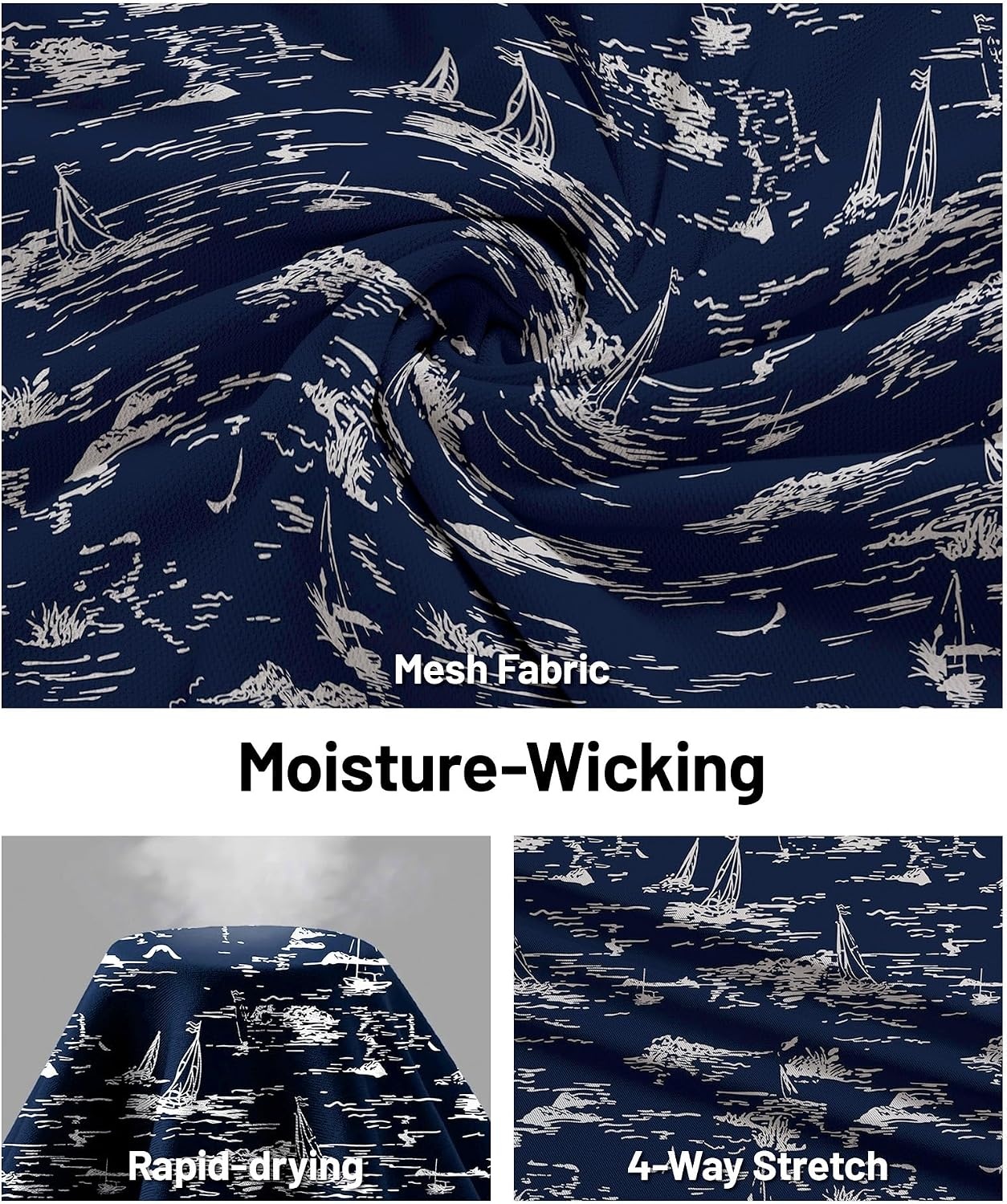 image:imageZITY Mens Golf Shirts Short Sleeve Print Moisture Wicking Polo ShirtNavy Line Boat