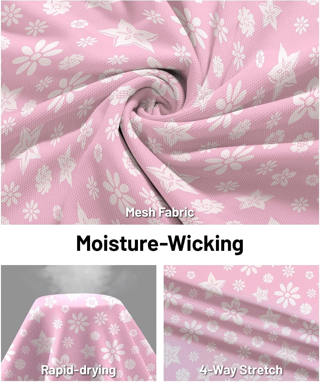 image:imageZITY Mens Golf Shirts Short Sleeve Print Moisture Wicking Polo ShirtPink Flower