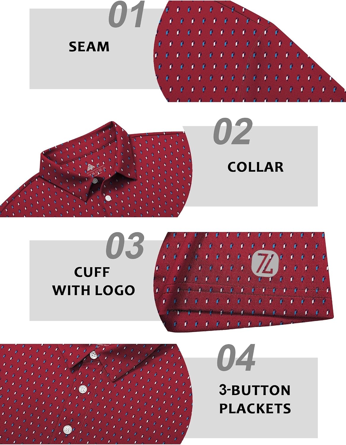 image:imageZITY Mens Golf Shirts Short Sleeve Print Moisture Wicking Polo ShirtRed Parrot