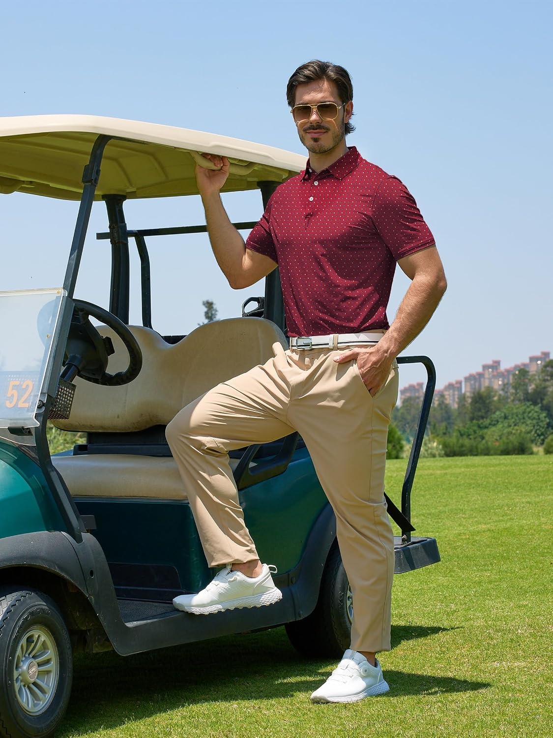 image:imageZITY Mens Golf Shirts Short Sleeve Print Moisture Wicking Polo ShirtRed Parrot
