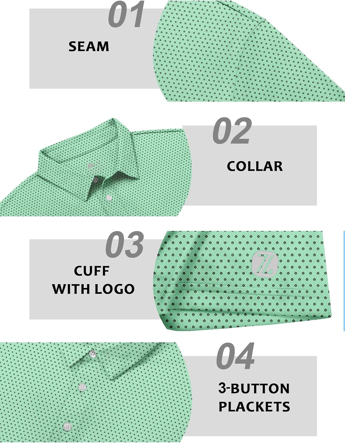image:imageZITY Mens Golf Shirts Short Sleeve Print Moisture Wicking Polo ShirtViridescent Leaf