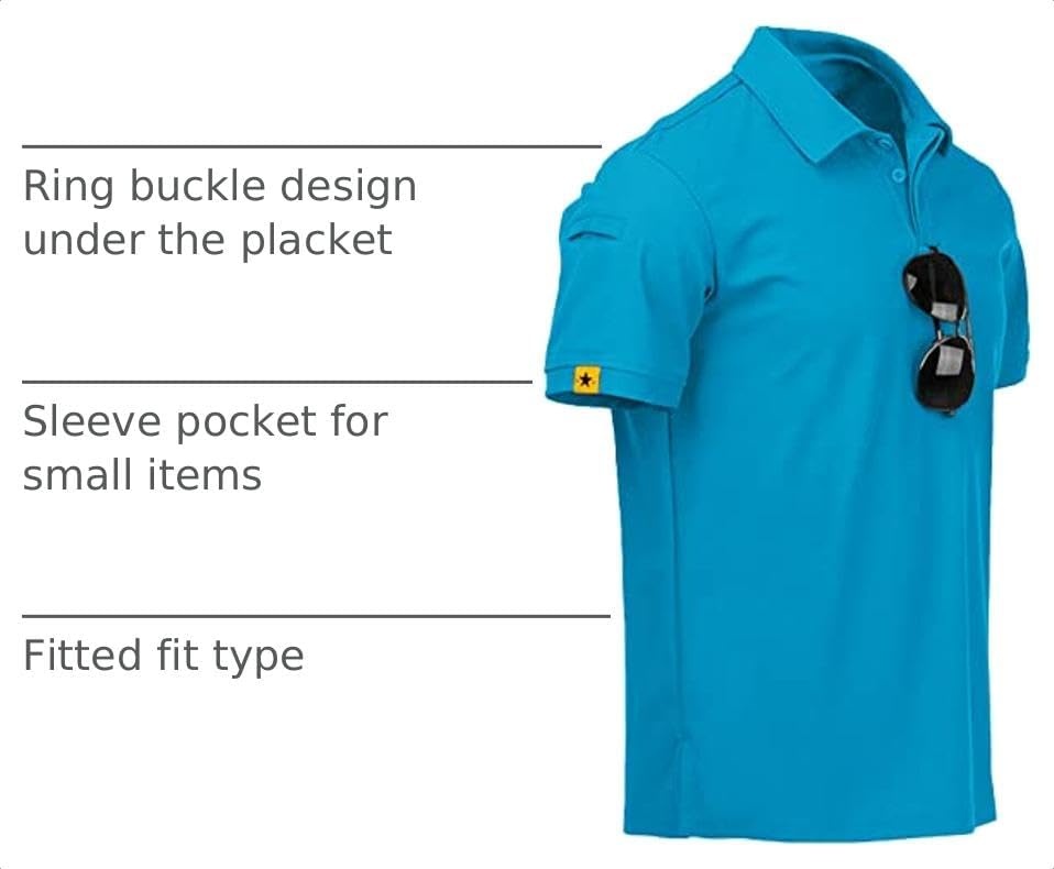 image:imageZITY Mens Polo Shirt Short Sleeve Moisture Wicking Athletic Golf PolosBluegreen