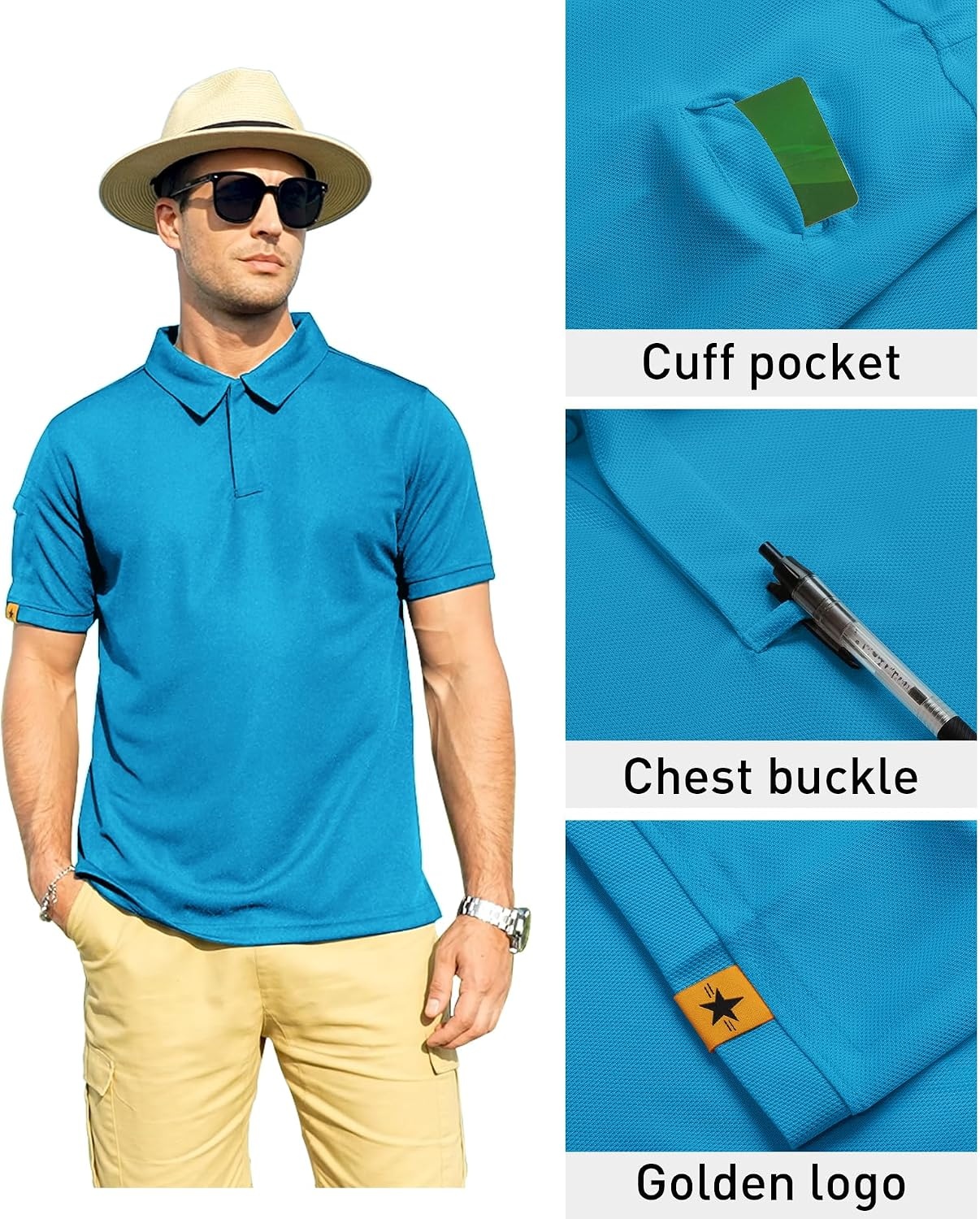 image:imageZITY Mens Polo Shirt Short Sleeve Moisture Wicking Athletic Golf PolosBluegreen