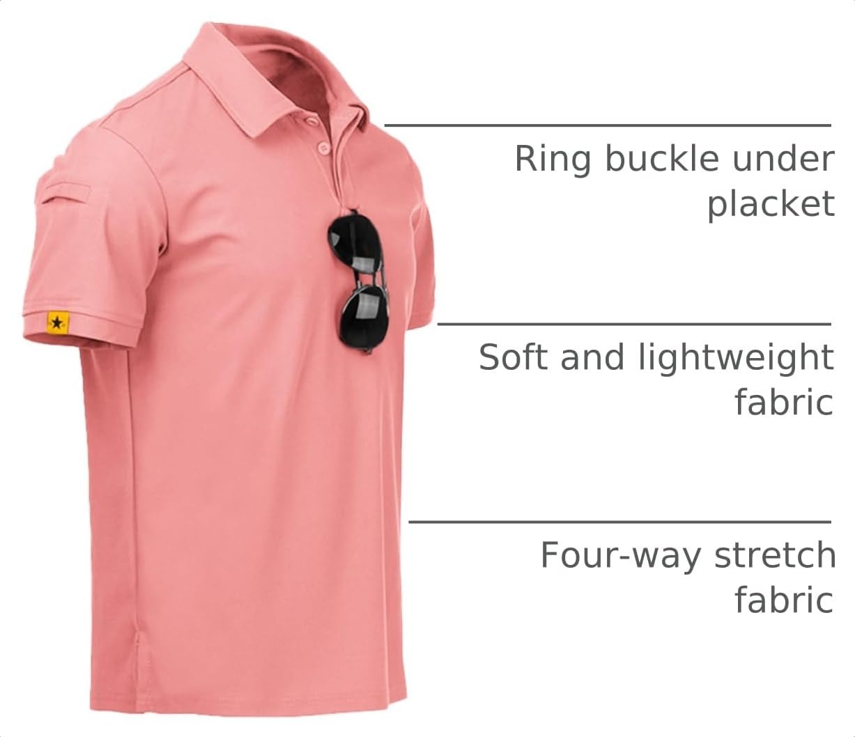 image:imageZITY Mens Polo Shirt Short Sleeve Moisture Wicking Athletic Golf PolosCoral Red