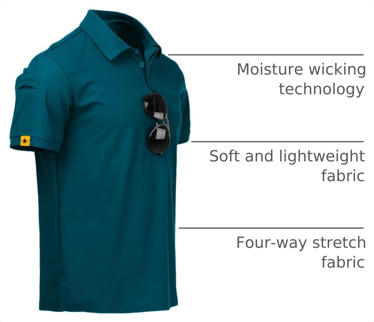 image:imageZITY Mens Polo Shirt Short Sleeve Moisture Wicking Athletic Golf PolosDark Teal Blue