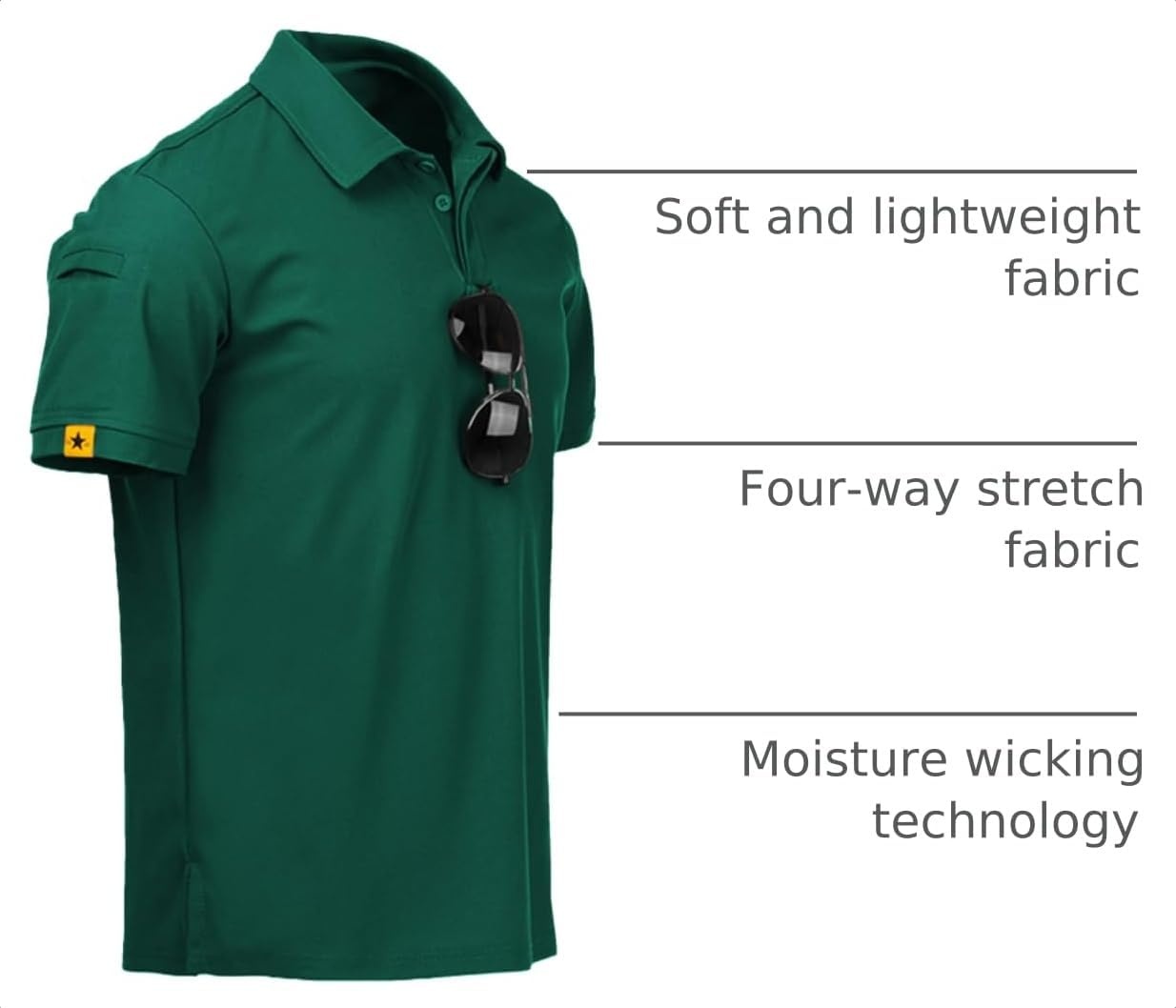 image:imageZITY Mens Polo Shirt Short Sleeve Moisture Wicking Athletic Golf PolosForest Green