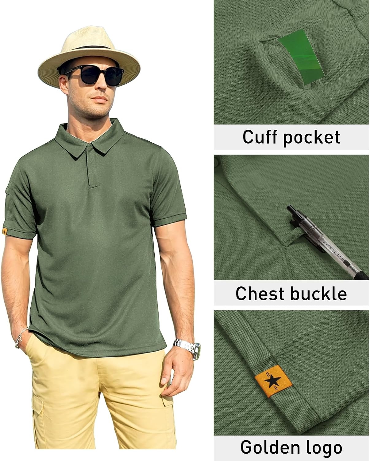 image:imageZITY Mens Polo Shirt Short Sleeve Moisture Wicking Athletic Golf PolosGreen