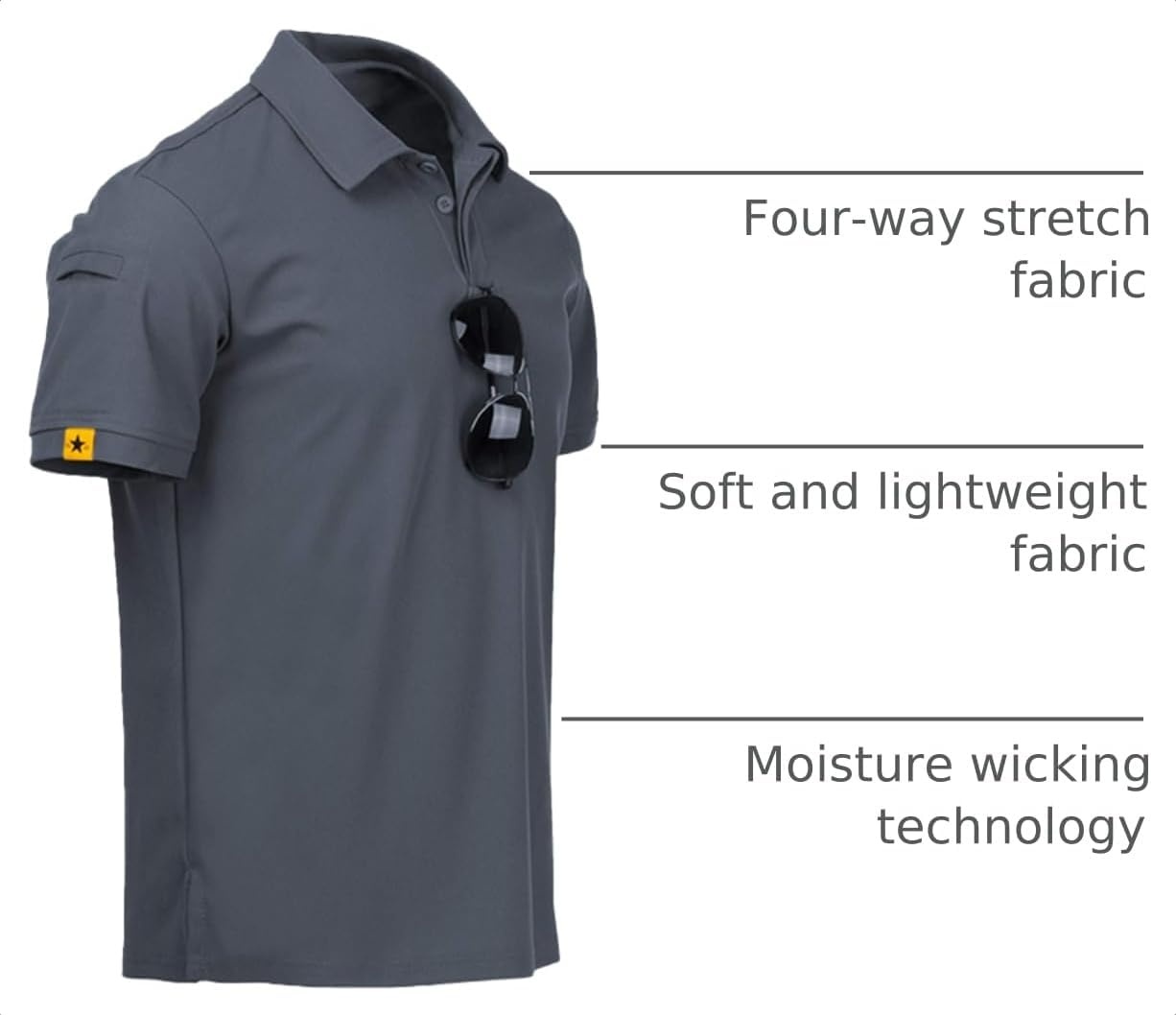 image:imageZITY Mens Polo Shirt Short Sleeve Moisture Wicking Athletic Golf PolosGrey