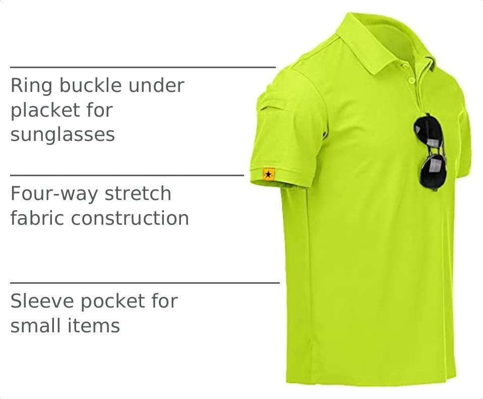 image:imageZITY Mens Polo Shirt Short Sleeve Moisture Wicking Athletic Golf PolosLemon Green