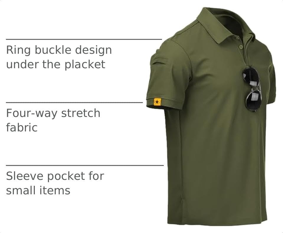 image:imageZITY Mens Polo Shirt Short Sleeve Moisture Wicking Athletic Golf PolosOlive Green