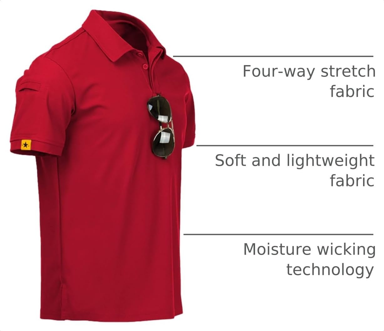 image:imageZITY Mens Polo Shirt Short Sleeve Moisture Wicking Athletic Golf PolosRed