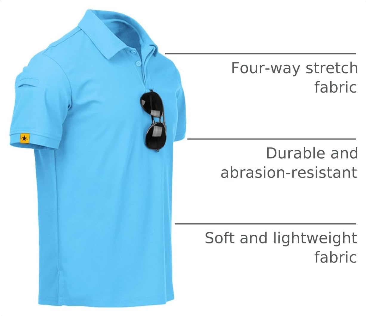 image:imageZITY Mens Polo Shirt Short Sleeve Moisture Wicking Athletic Golf PolosSkyblue