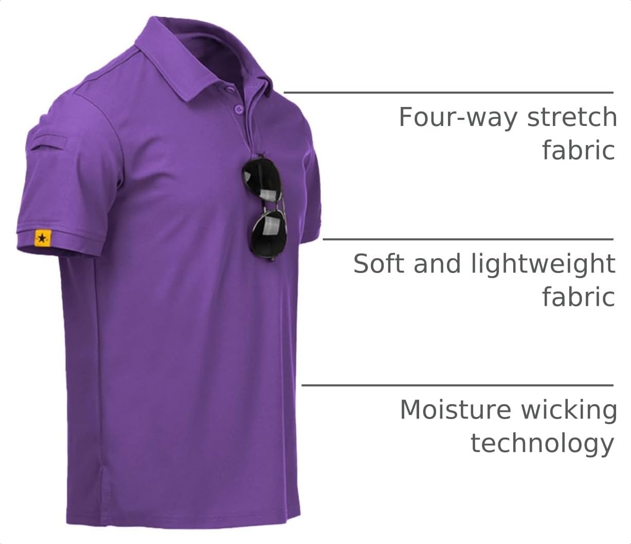 image:imageZITY Mens Polo Shirt Short Sleeve Moisture Wicking Athletic Golf PolosViolet