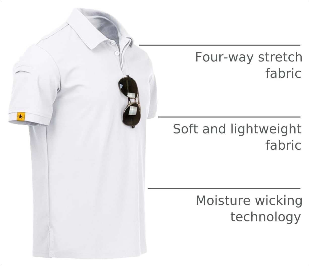 image:imageZITY Mens Polo Shirt Short Sleeve Moisture Wicking Athletic Golf PolosWhite