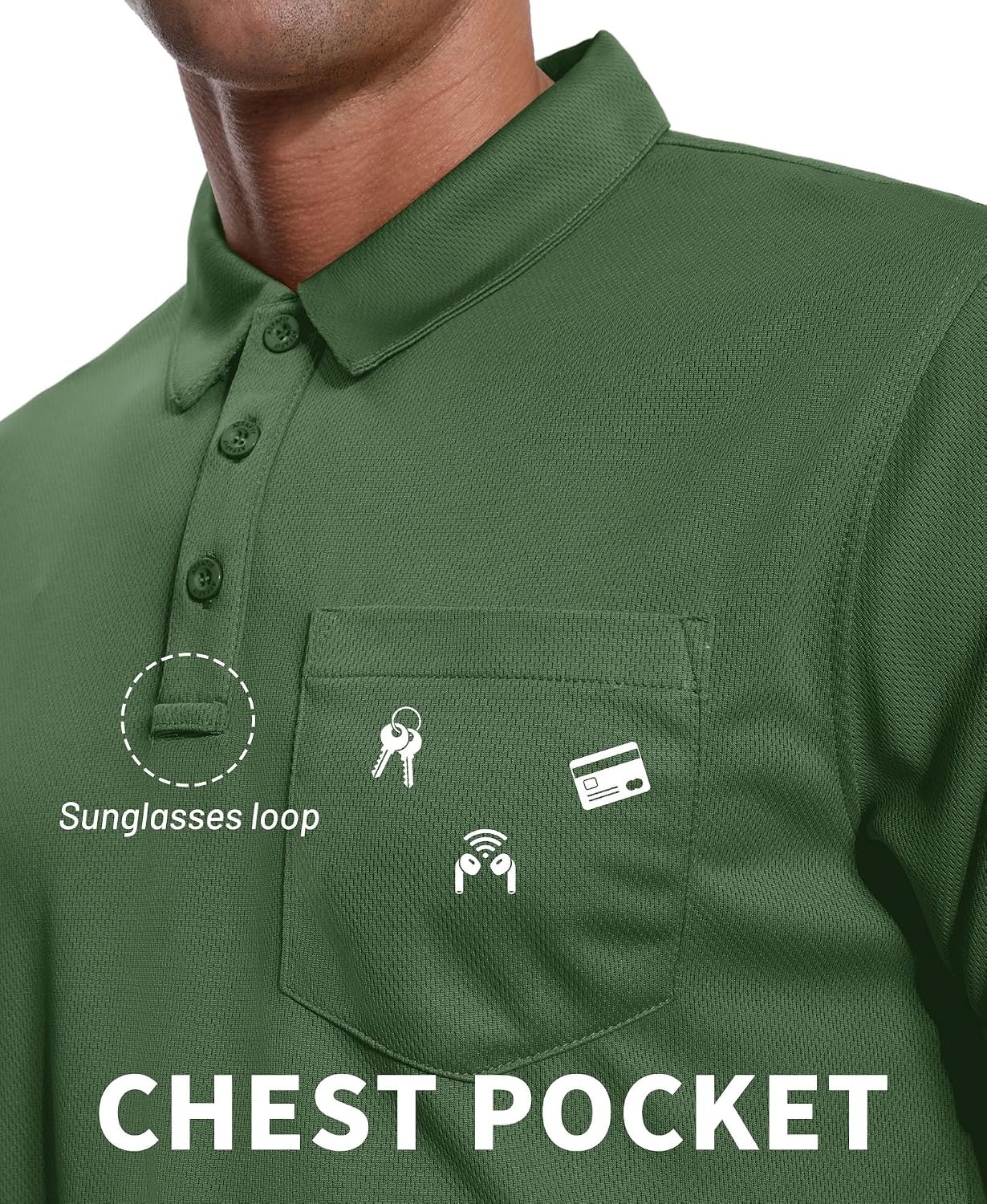 image:imageZITY Mens Polo Shirts with Pocket Short Sleeve MoistureWicking TshirtArmy Green