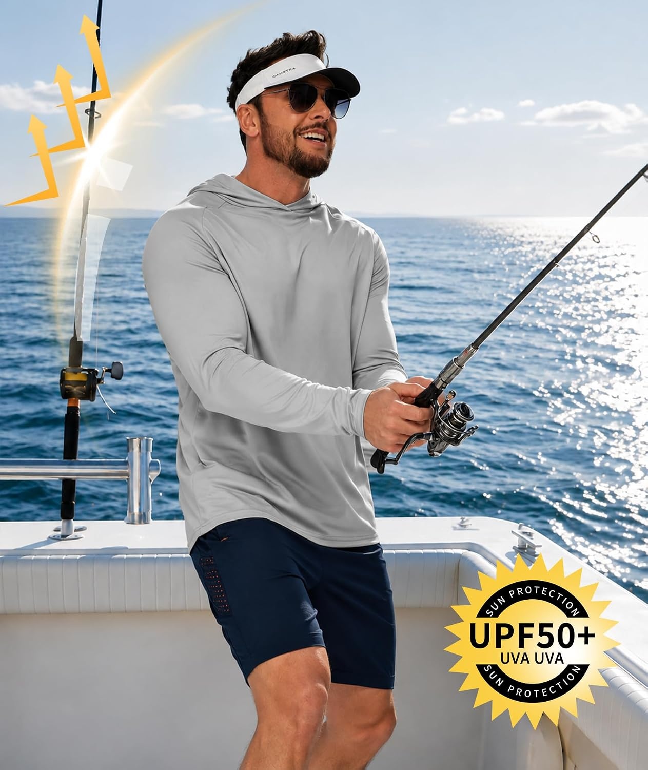 image:imageZITY Mens Sun Hoodie Shirts UPF 50 Fishing Hiking Shirts7 Packblack Red Dark Grey Dark Blue Navy Blue Army Green Light Grey