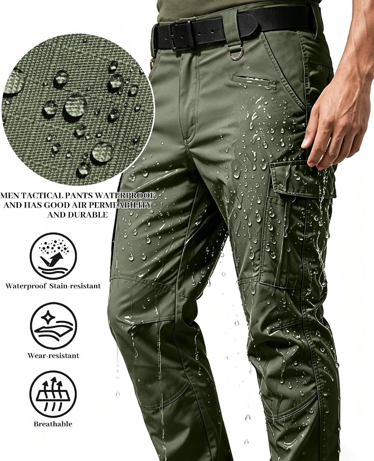 image:imageZITY Mens Tactical Work Cargo Pants Ripstop Water Resistant 9 PocketMilitary Green