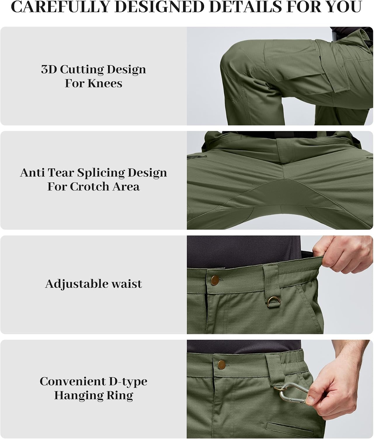 image:imageZITY Mens Tactical Work Cargo Pants Ripstop Water Resistant 9 PocketMilitary Green