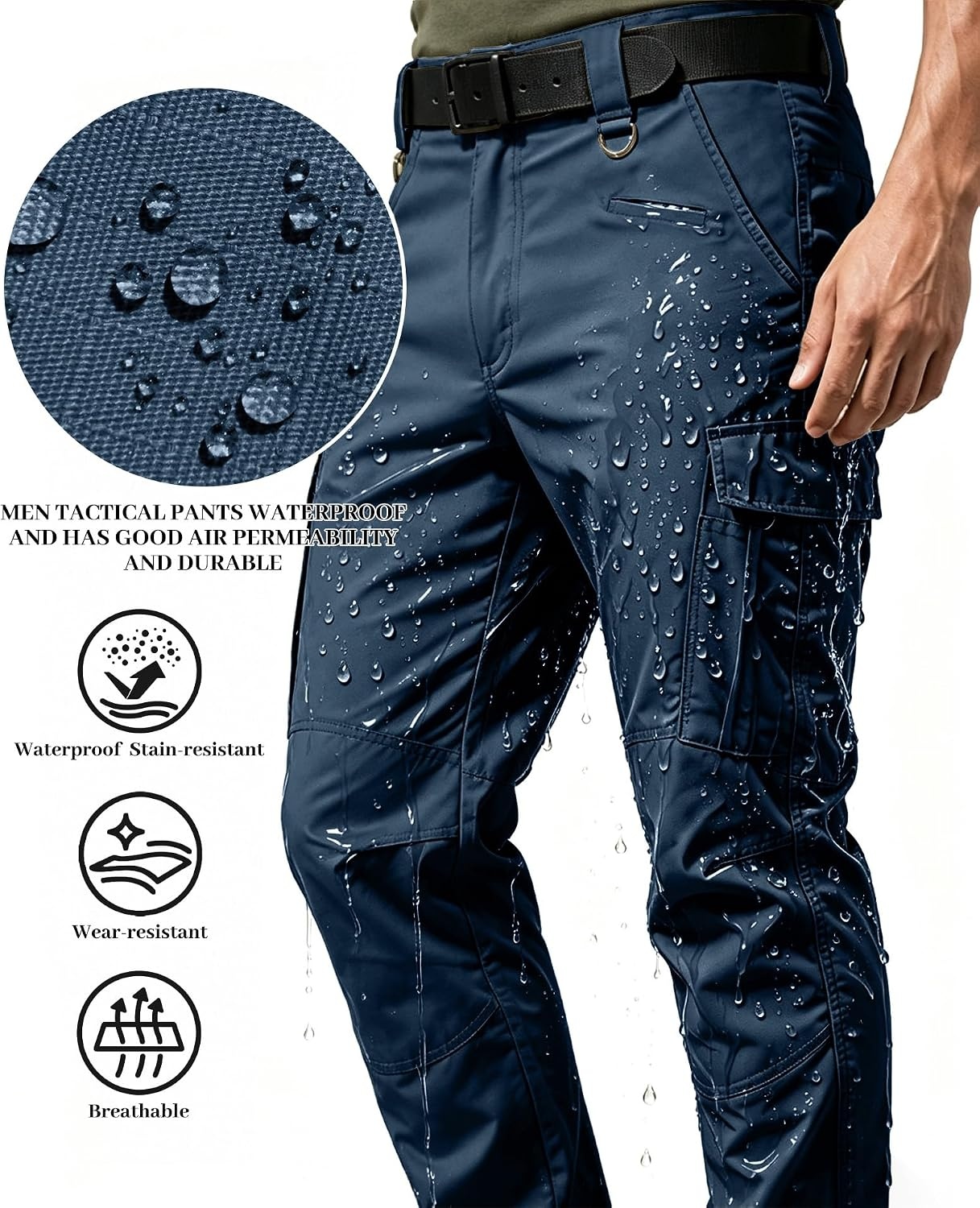 image:imageZITY Mens Tactical Work Cargo Pants Ripstop Water Resistant 9 PocketNavy Blue