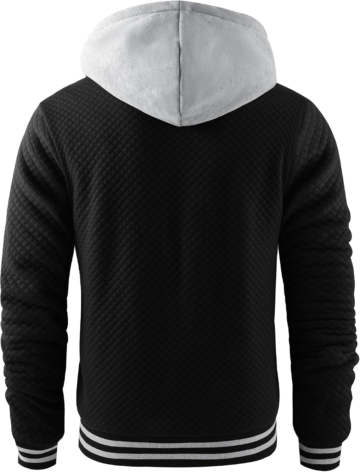 image:imageZITY Mens Zip Up Hoodie Fleece Sherpa Lined Jacket Waffle Knit SweatshirtBlack1